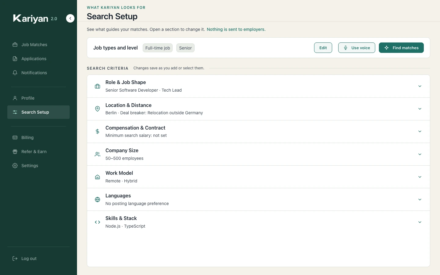 Set up your search